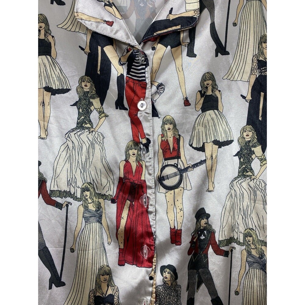Taylor Swift Pajama Shirt Size M Multicolored AOP Red Taylor's Version Eras - Picture 4 of 15